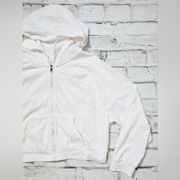 Victoria Secret On Point White Terrycloth Cropped Zip-Up Hoodie - Picture 5 of 9